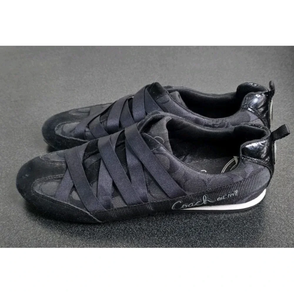 Vintage Coach Harmonie Black Woman 8.5 Shoes Sneaker‎ Pull On Suede Casual
